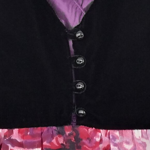 Torrid Size 0 12-14 Black Multi Vintage Bohemian Style Short Puff Sleeve Top - Picture 5 of 8